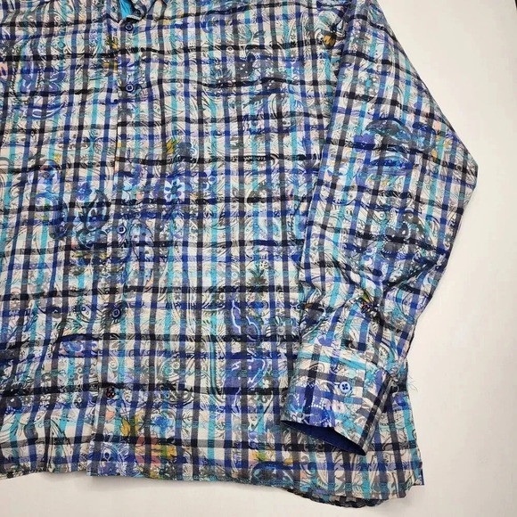 Lansky Bros Paisley Floral Leaves Shirt Long Sleeve Button Up Men's Size XXL - Picture 9 of 11